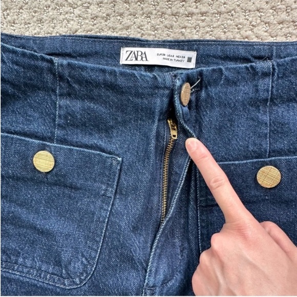 ZARA FRONT POCKET FLARED ANKLE LENGTH JEANS size 6 - Picture 12 of 12